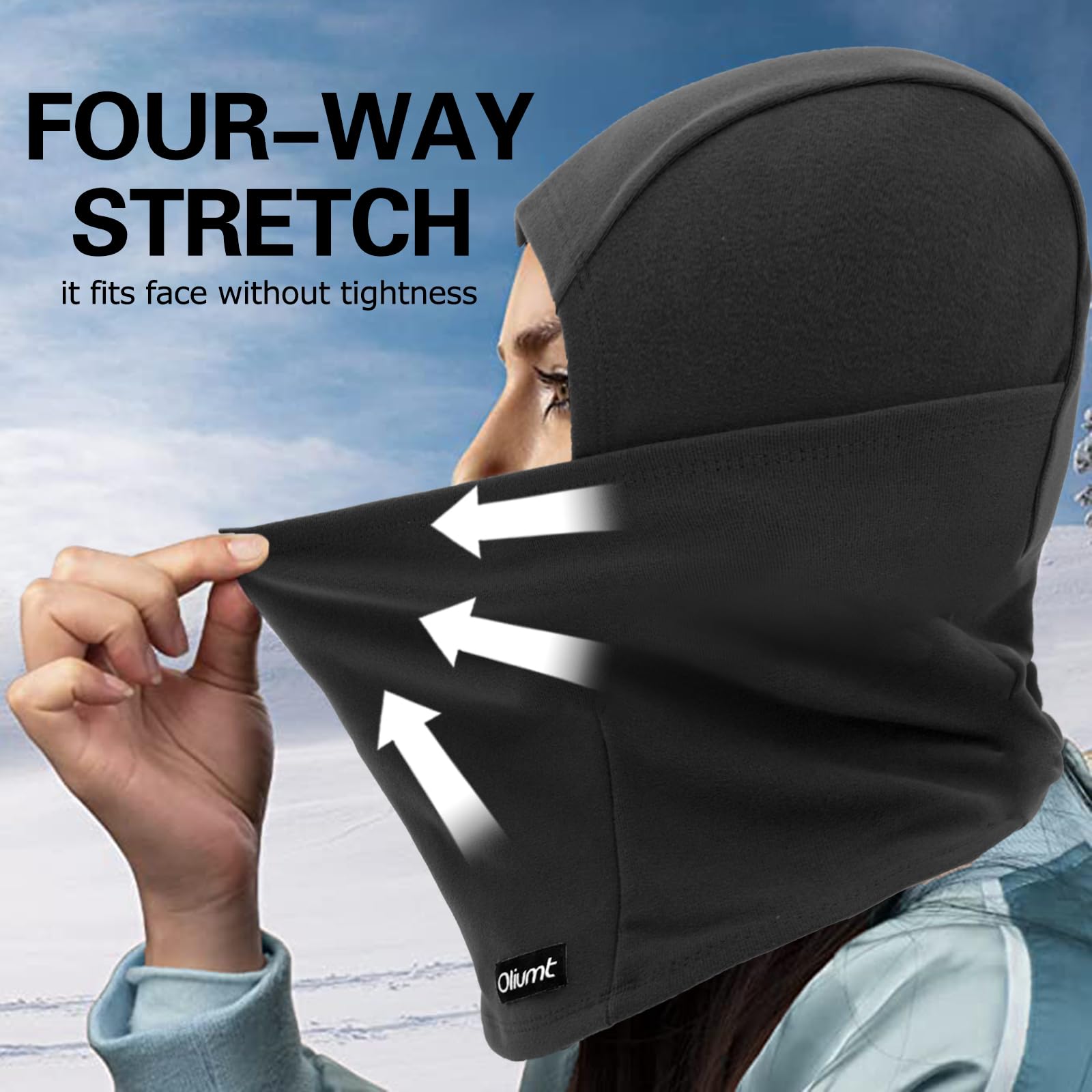 Oliumt Balaclava Ski Mask, Warm, Breathable & Lightweight, Full Coverage Fleece Winter Face Mask for Men & Women (Black,Black)