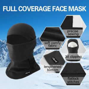 Oliumt Balaclava Ski Mask, Warm, Breathable & Lightweight, Full Coverage Fleece Winter Face Mask for Men & Women (Black,Black)