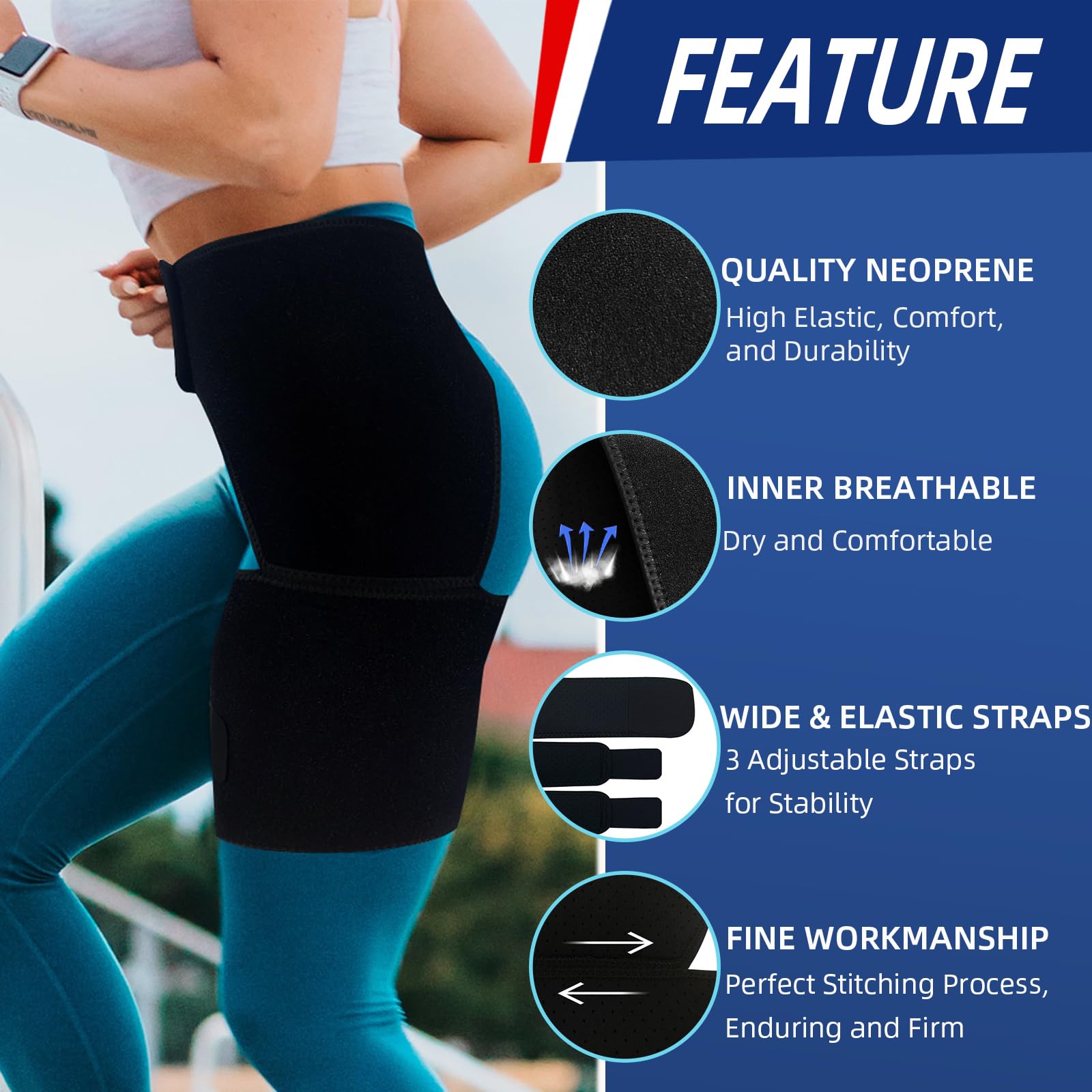 NOSIDAK Hip Brace for Sciatica Pain Relief Thigh Compression Sleeve Groin Brace Sacroiliac Belt Support for SI Joint, Sciatic Nerve, Hip Replacement, Arthritis, Bursitis for Men Women - Left