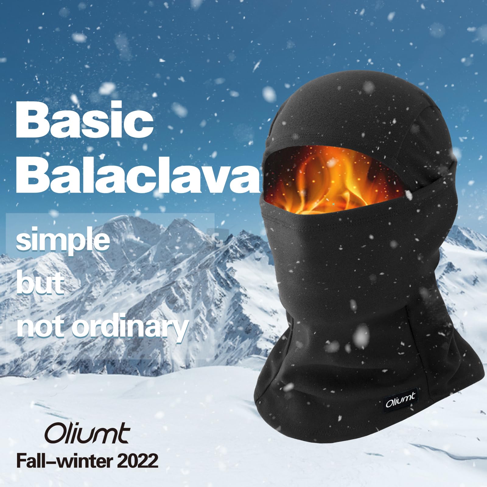 Oliumt Balaclava Ski Mask, Warm, Breathable & Lightweight, Full Coverage Fleece Winter Face Mask for Men & Women (Black,Grey)