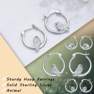 Owls Hoop Earrings for Women 925 Sterling Silver Owl Earrings Minimalist Eagle Jewelry Dainty gifts for Women Friends Wife