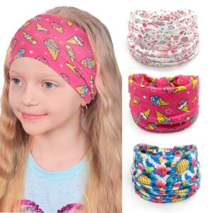 bohend girls headbands wide knotted hair bands 3pcs non slip elastic cute head bands workout yoga sweatband hair accessories for girls and kids (f)