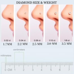 Demira Natural Diamond (0.02-0.16ct) Nosepin in 14K Gold in 6MM Post. nose pin, lip labret, or Monroe ring. (Yellow Gold, 0.02ct Diamond)