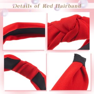 Taiyin 4 Pcs Red Headband Red Accessories Knotted Headband Criss Cross Hair Accessories Satin Headband Red Velvet Braided Headband for Women Chinese New Year Valentine's Day Christmas(Lovely Style)