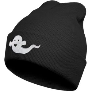 Halloween Beanie Cute Ghost Boo Hat Anime Hat Funny Hats Black for Men Women Embroidered Warm Winter Beanie Hats