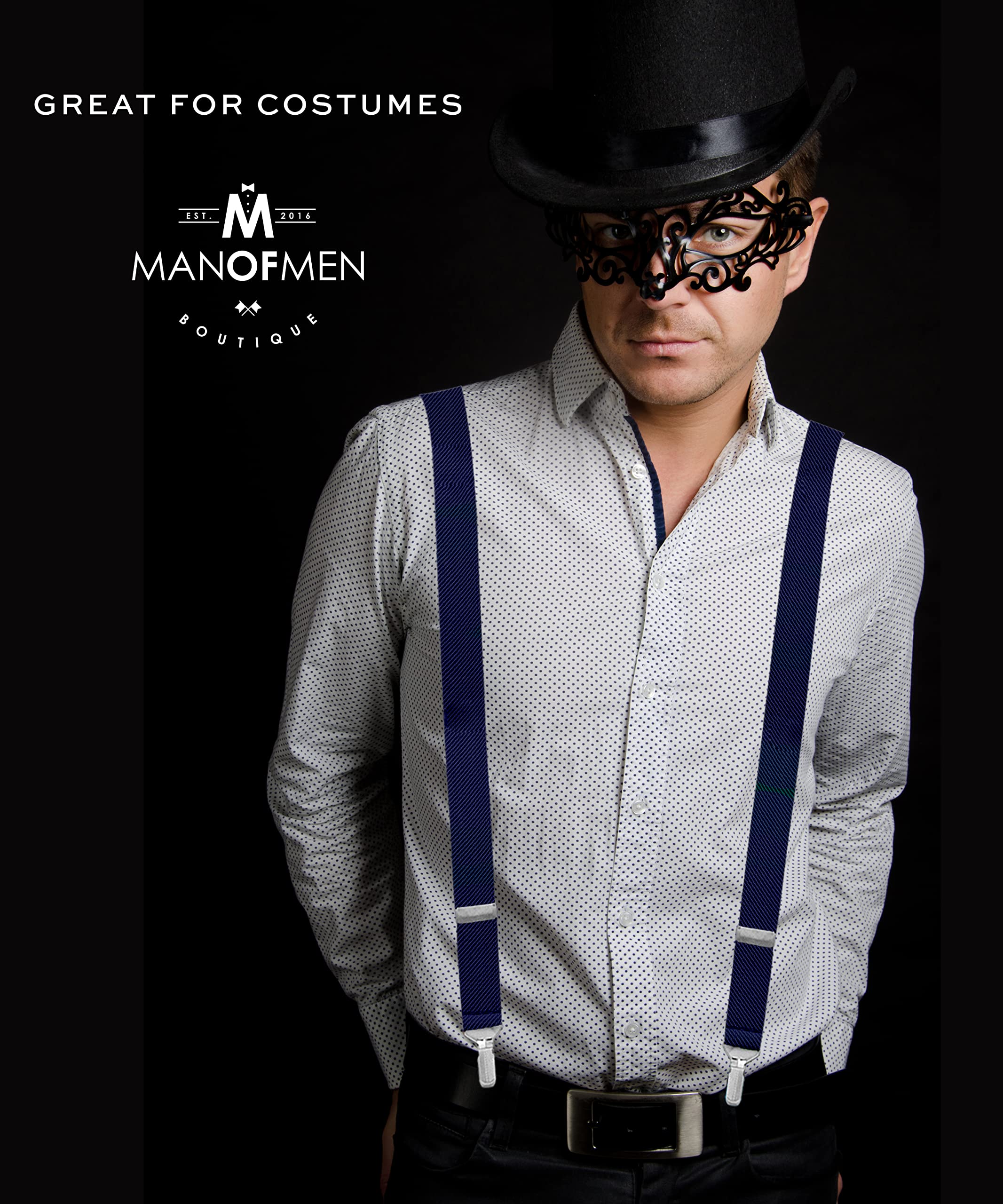 Man of Men Suspenders - Navy