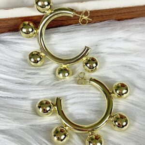 Sheila Fajl Augusta Large Ball Statement Hoop Earrings in Polished Gold Plated