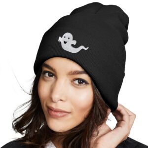 Halloween Beanie Cute Ghost Boo Hat Anime Hat Funny Hats Black for Men Women Embroidered Warm Winter Beanie Hats