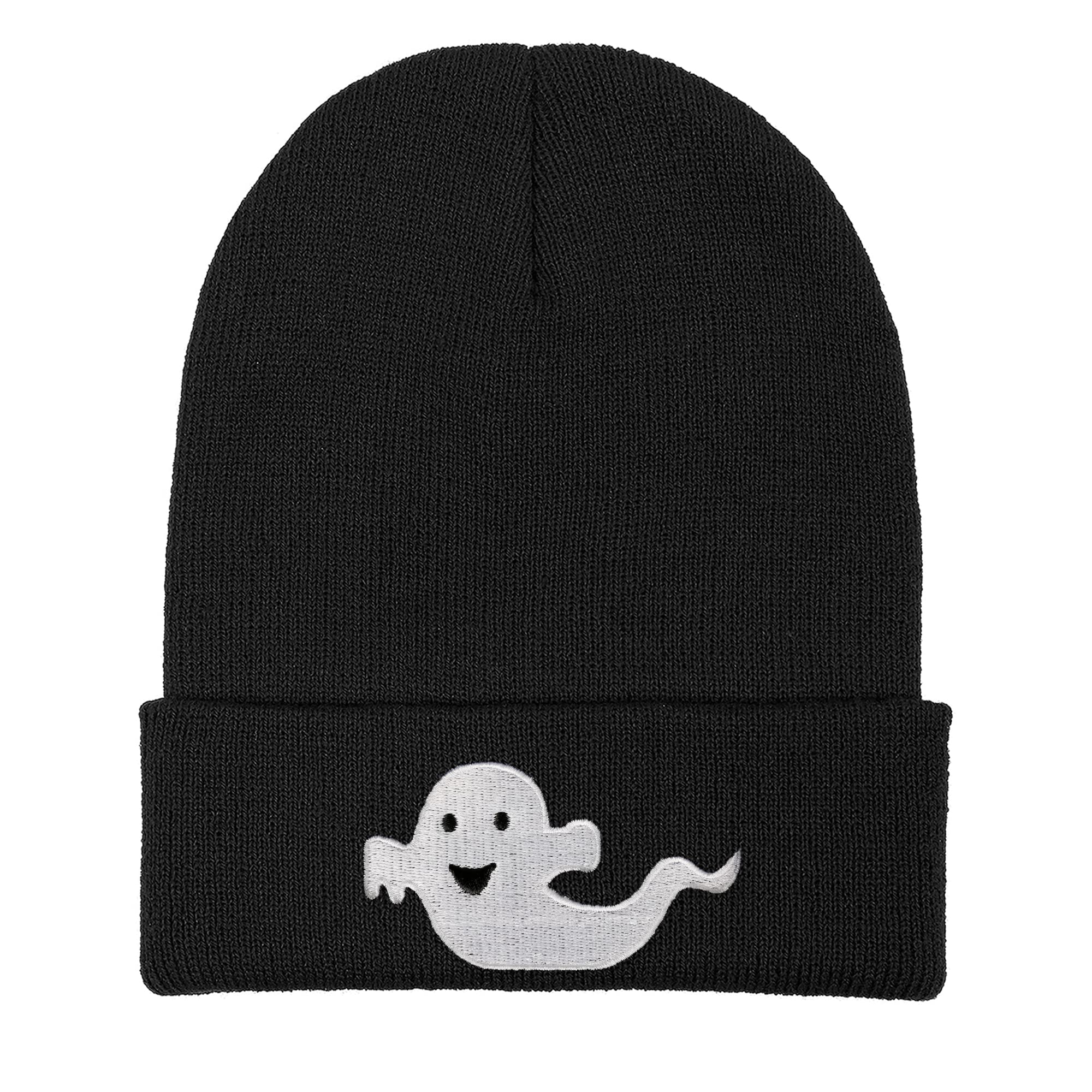 Halloween Beanie Cute Ghost Boo Hat Anime Hat Funny Hats Black for Men Women Embroidered Warm Winter Beanie Hats