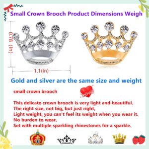 lot 48pcs small crown brooches pins for women men fashion gold silver rhinestone crown brooches pin (48PCS-Gold)