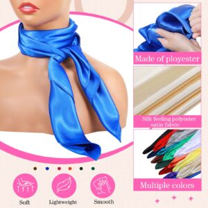 Haysandy 15 Pcs 35 Inches Square Silk Like Head Scarf 50s Large Satin Hair Scarf Bandana for Sleeping Solid Color Bandanas Hair Wrapping Neck Scarves for Women