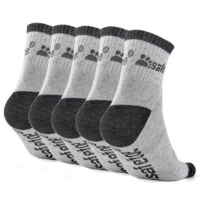 SAFETOE 5-Pack Moisture Control Cushioned Compression Work Boots Socks for Men Women Youth Grey