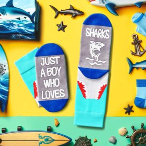 HAPPYPOP Kids Shark Gifts Boys - Funny Silly Socks for Kids 7-9 Years, Boys Novelty Gifts Childrens Ocean Shark Socks