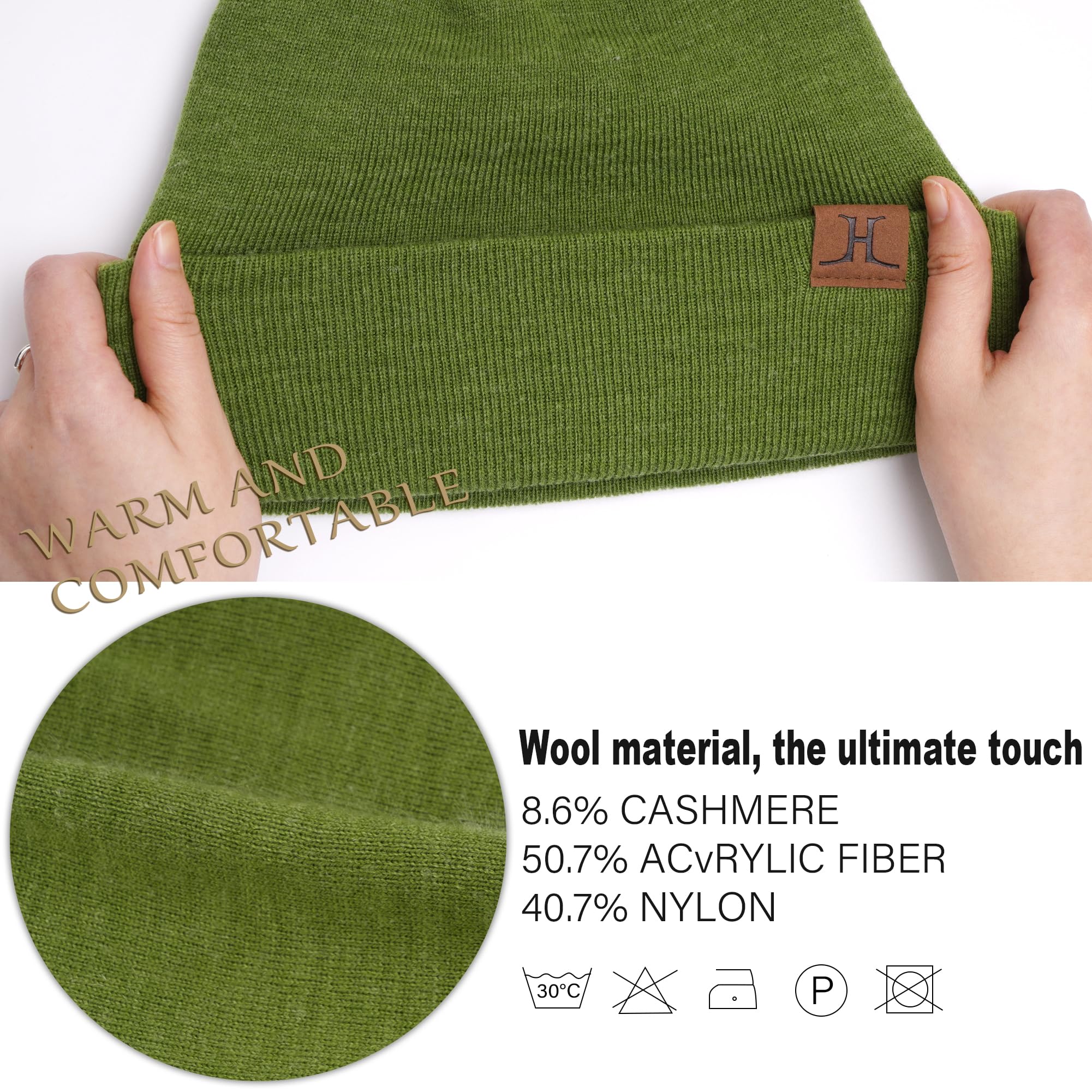 Mens Womens Winter Warm Beanie Hats Long Neck Scarf Touchscreen Gloves Set Knit Skull Caps Scarves Gifts for Women Men Olive Green