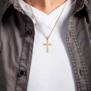 Solid Gold Cross Pendant in 10k or 14k, Religious Jewelry for Him (10k Gold)