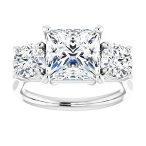 moissanite ring 10k solid white gold handmade engagement ring 2.50 ct princess cut moissanite diamond three stone wedding/bridal rings for women/her propose ring (7)