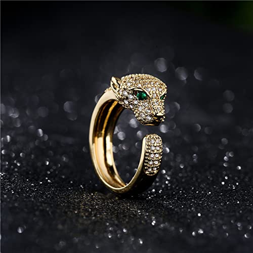 MEVESICUS 18k Gold Plated Rings Panther Rings Elegant CZ Cubic Zirconia Adjustable Rings for Women Gold Rings