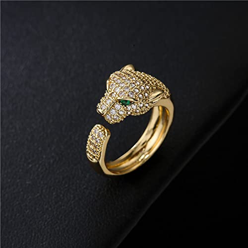 MEVESICUS 18k Gold Plated Rings Panther Rings Elegant CZ Cubic Zirconia Adjustable Rings for Women Gold Rings