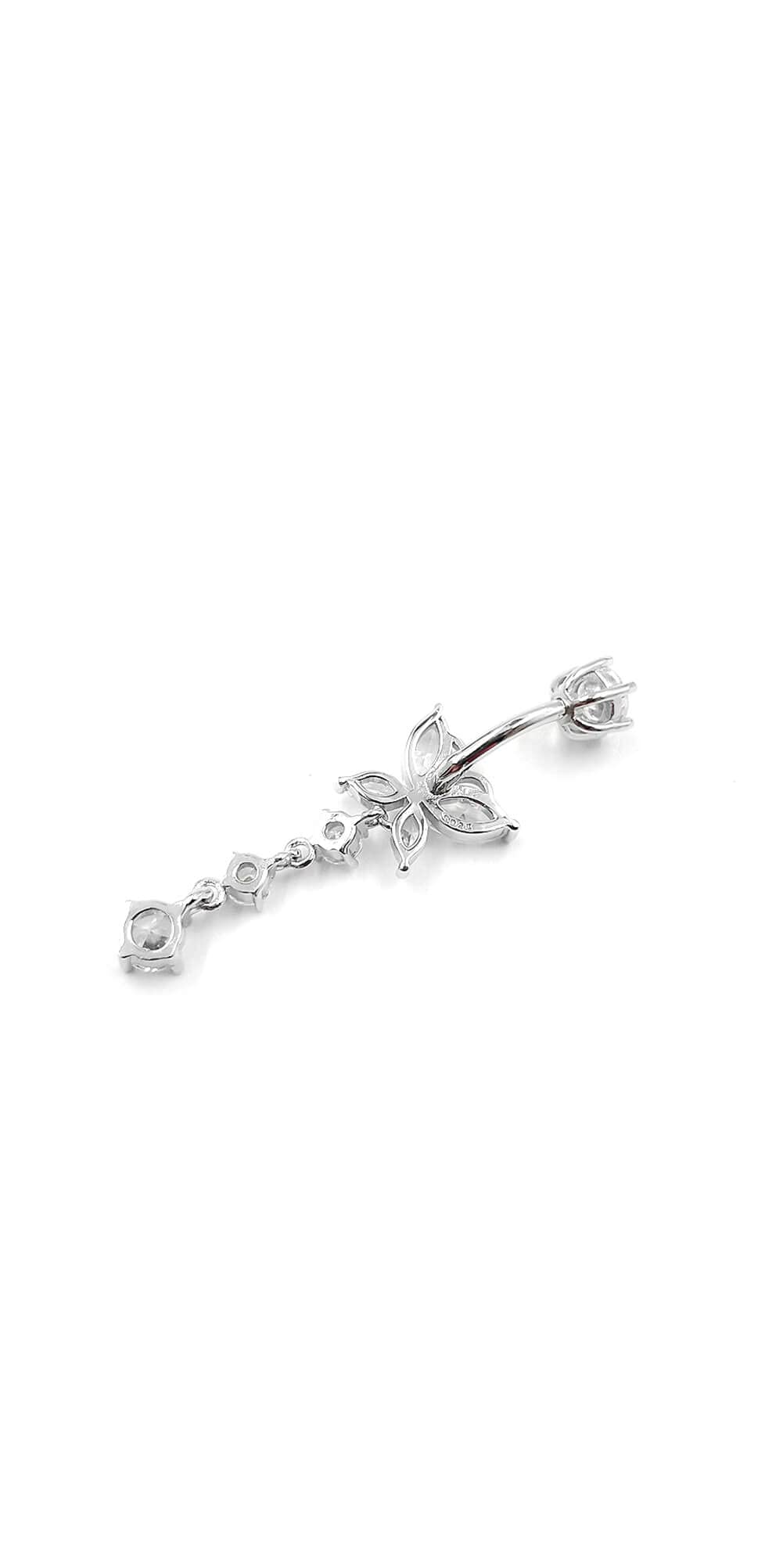 Musegetes Sterling Silver Belly Button Rings, Real 925 Sterling Silver, Butterfly CZ Belly Rings, 14G Navel Piercing Rings, High Polished Smooth Surface, Sterling Silver, cubic zirconia