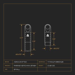 Aerocrafted Fairing Keychain Stash - Titanium Everyday Carry for Cash or Medication Container for Travel, Made in the USA (Titanium/Bronze, Small)