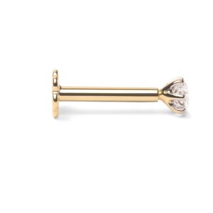 Demira Jewel's 14K Yellow Gold Real Diamond 6 Prong Nose Stud | 8MM Internally Threaded Screw Back Nose Stud