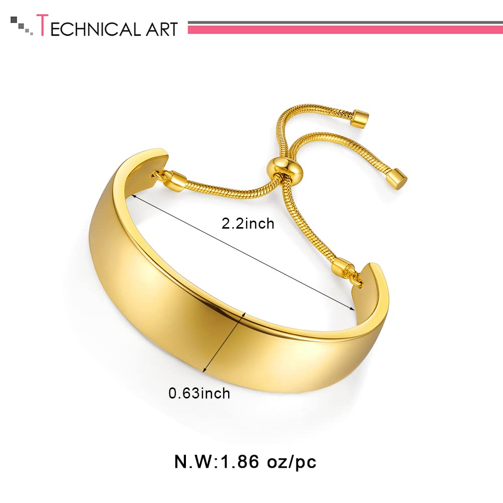 LILIE&WHITE Chunky Gold Bangle Bracelet For Women Love Bracelet Slide Bracelets Cute Bracelet Adjustable Bracelets Cute Cuff Bracelet Women Bracelet