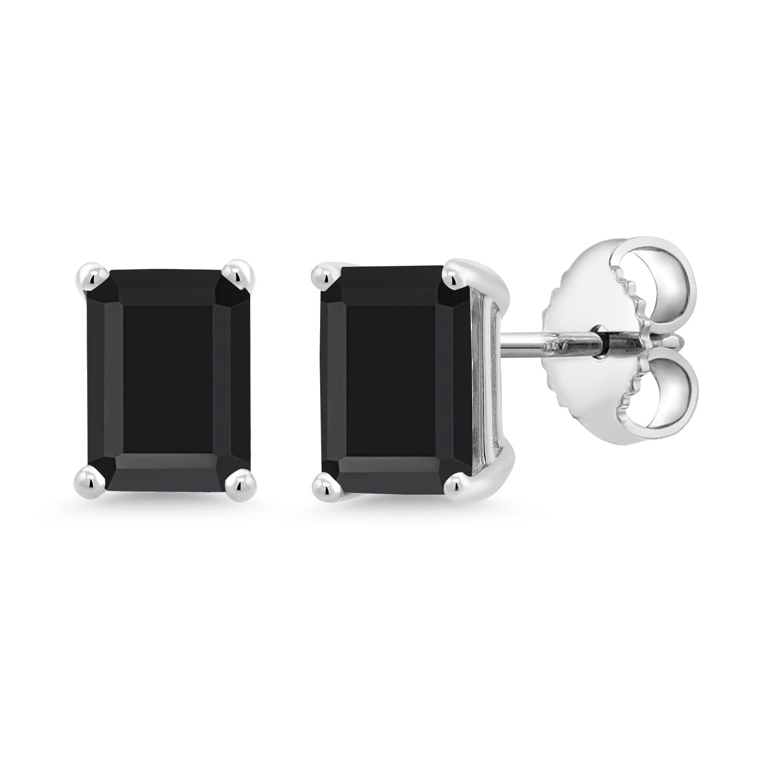 Gem Stone King 925 Sterling Silver 7X5MM Emerald Cut Gemstone Birthstone Stud Earrings For Women