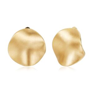 gold clip on earrings for women disc hammered stud clip earrings