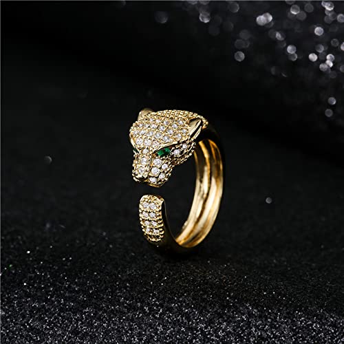 MEVESICUS 18k Gold Plated Rings Panther Rings Elegant CZ Cubic Zirconia Adjustable Rings for Women Gold Rings