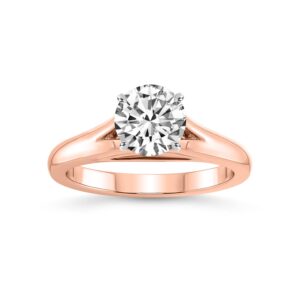 1 Carat IGI Certified Round Shape Lab Grown Diamond Engagement Ring | 14K Or 18K in White, Yellow Or Rose Gold | Cathedral Split Shank Solitaire Lab Diamond Ring | FG-VS1-VS2 Quality Friendly Diamonds