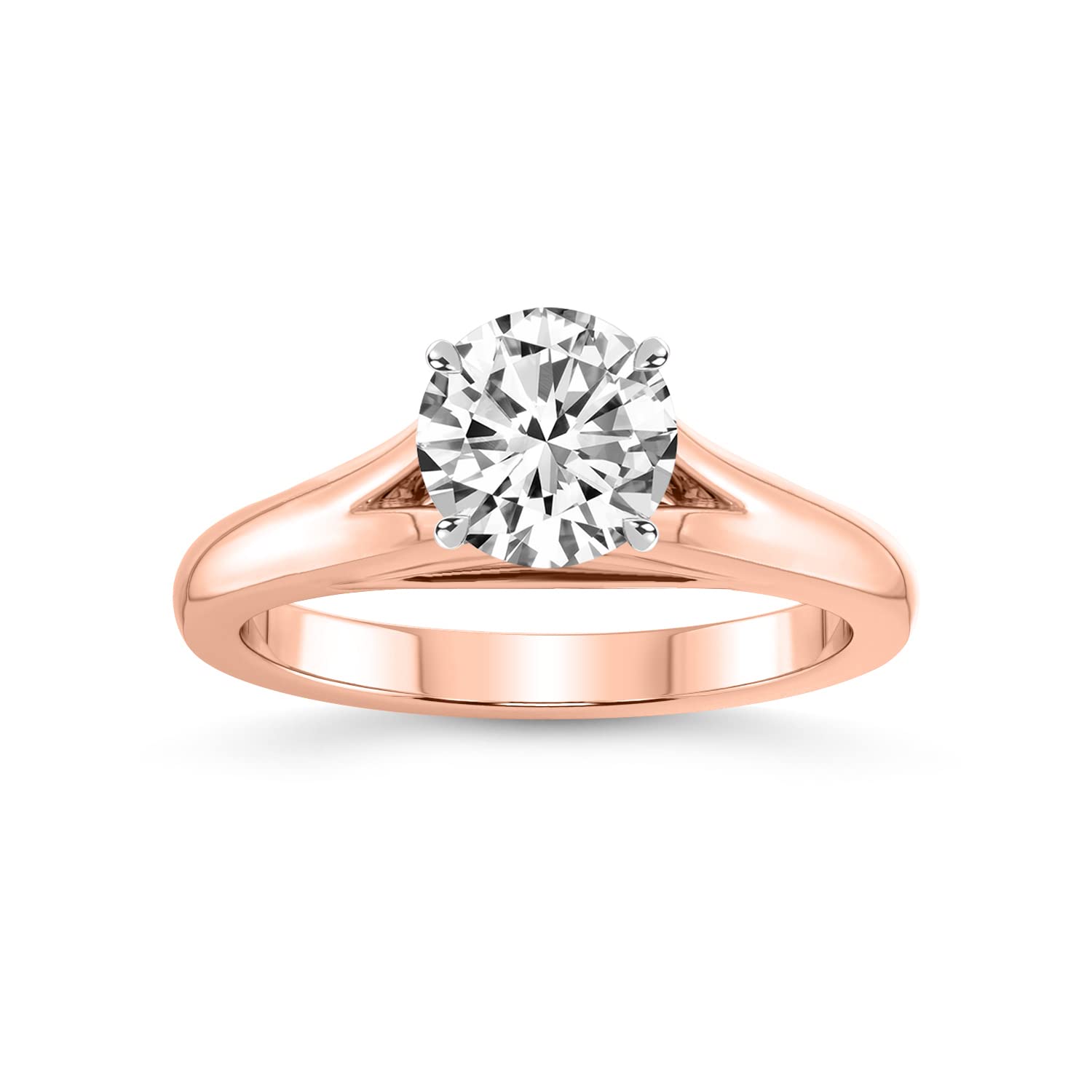 2 Carat IGI Certified Round Shape Lab Grown Diamond Engagement Ring | 14K Or 18K in White, Yellow Or Rose Gold | Cathedral Split Shank Solitaire Lab Diamond Ring | FG-VS1-VS2 Quality Friendly Diamonds