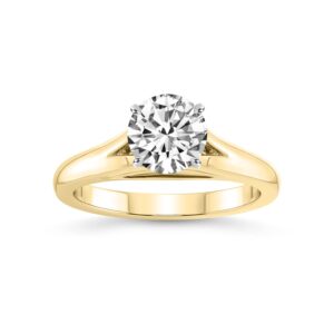 1 Carat IGI Certified Round Shape Lab Grown Diamond Engagement Ring | 14K Or 18K in White, Yellow Or Rose Gold | Cathedral Split Shank Solitaire Lab Diamond Ring | FG-VS1-VS2 Quality Friendly Diamonds