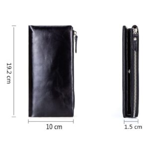 SPYBY Men's Wallets Genuine Leather Money Organizers Business Card Cases Money Clips (Color : Black)