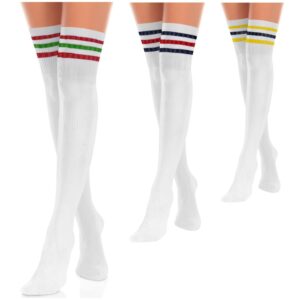 women's knee high tube socks (3 pack) size 9-10-13-18, white, black, gray