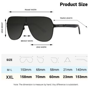 MAXJULI Polarized Sunglasses for Men and Women with Big Heads UV400 Protection Sun Glasses Ideal for Driving Golf fit XXL(Matte Black/Gray)