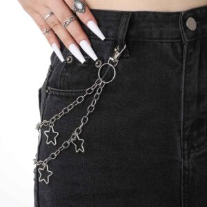 Tgirls Hip Hop Pants Chain Goth Jean Chains Star Punk Pocket Chain for Women Layered Acrylic Keychains Cute Trouser Chain Rock Wallet Chain for Men Waist Body Accessories for Girls (2 Stat-1)