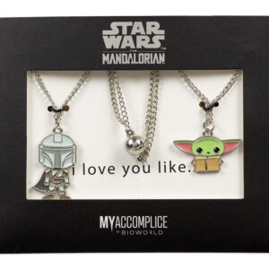 Star Wars The Mandalorian Mando and Grogu Baby Grogu Best Friends Necklace Set