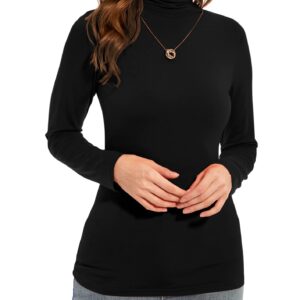 Anyeager Black Turtleneck for Women Dark Academia Clothing Turtle Neck Long Sleeves for Women Thermal Shirts for Women Medium