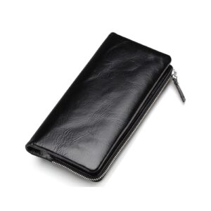 spyby men's wallets genuine leather money organizers business card cases money clips (color : black)