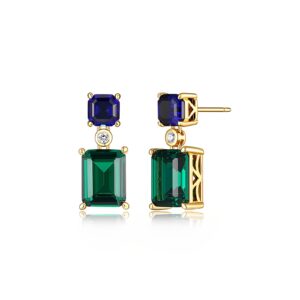 thokuna emerald earrings 18k gold plated trendy dainty cute blue green gemstone dangle earrings for women, jewelry rose box earring gifts for her woman wife mom