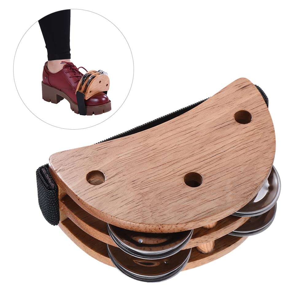 Heysland Burlywood Elliptical Box Drum Cajon Companion Accessory Foot Jingle Tambourine for Hand Percussion Instruments