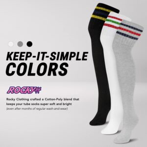 Women's Knee High Tube Socks (3 Pack) Size 9-10-13-18, White, Black, Gray