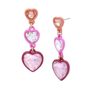 betsey heart triple drop earrings