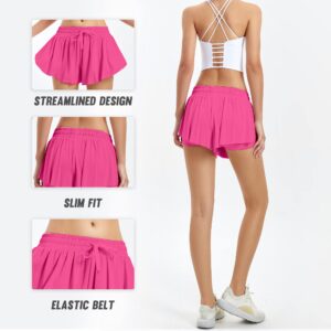 GLESTORE Flowy Shorts for Women Summer Girls Cheer Shorts Running Preppy Athletic Skirt Tennis Skorts Workout Gym Short Rose Red XS