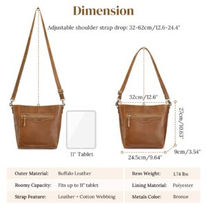 S-ZONE Women Genuine Leather Tote Bag Bundle with Elegant Shoulder Bucket Purse