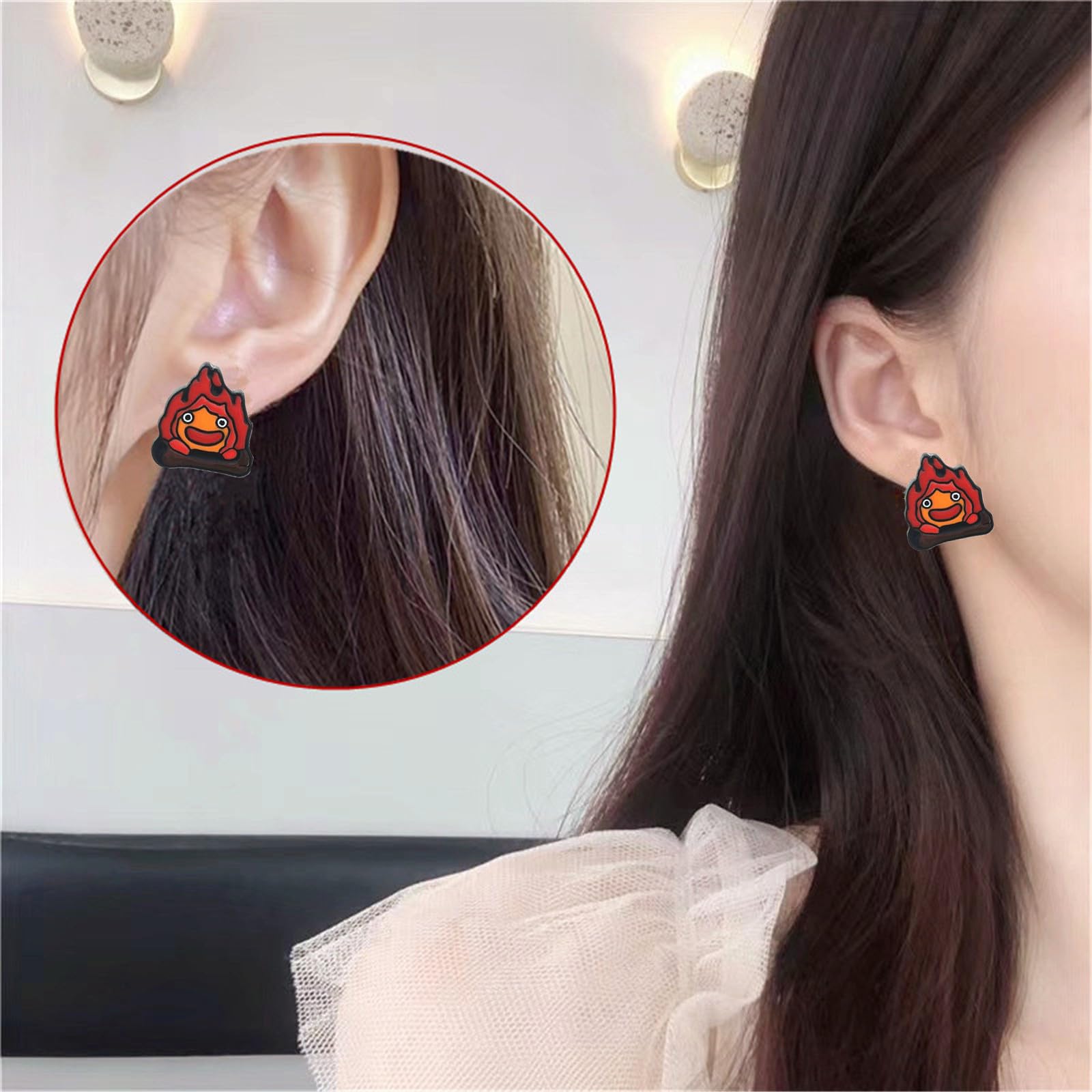 Anime cute Earrings Stud, Metal Cartoon Ear Stud for Women and Men