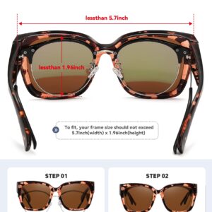 MEETSUN Fit Over Glasses Sunglasses for Women Men Large Trendy Polarized Sunglasses for Driving UV Protection Tortoise Brown