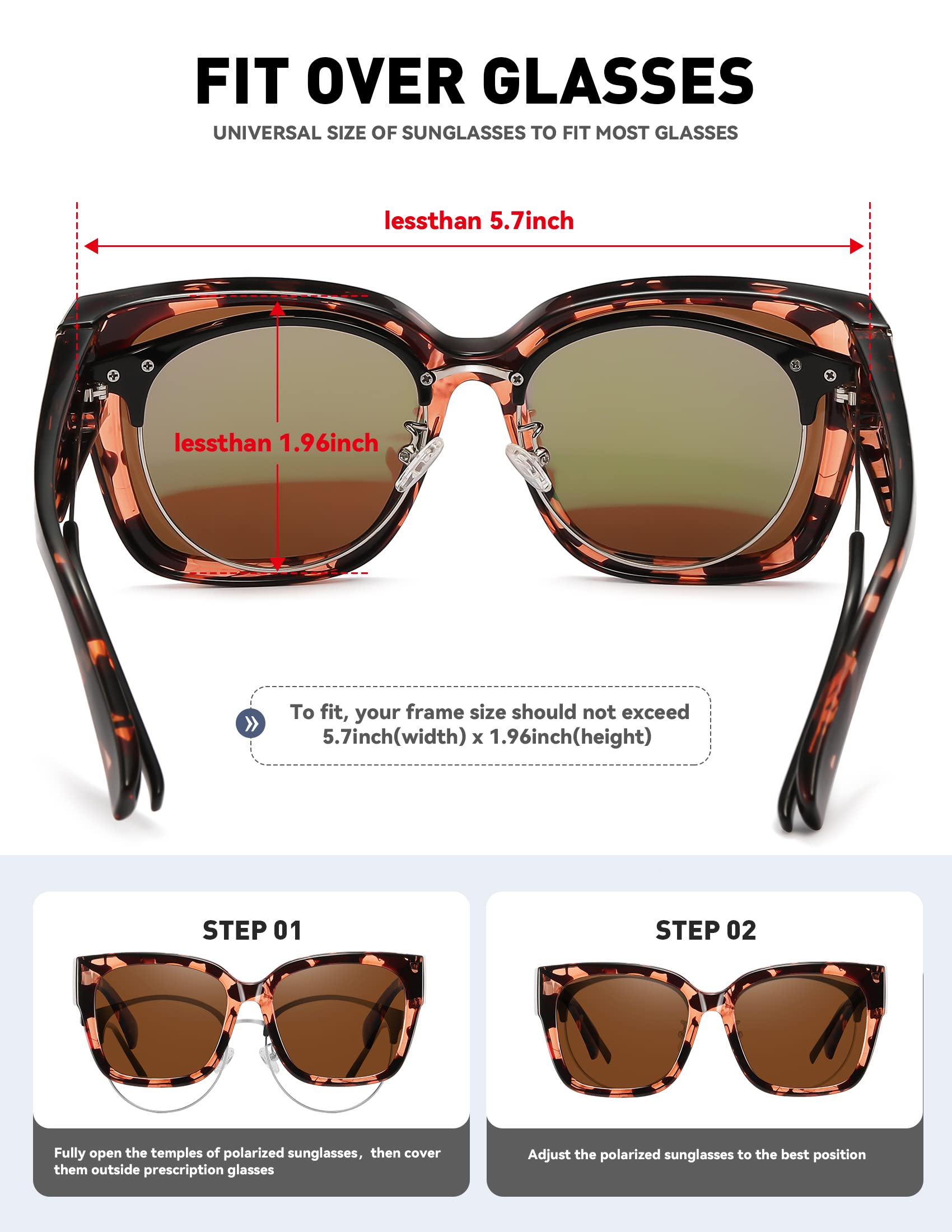 MEETSUN Fit Over Glasses Sunglasses for Women Men Large Trendy Polarized Sunglasses for Driving UV Protection Tortoise Brown