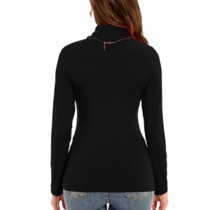 Anyeager Black Turtleneck for Women Dark Academia Clothing Turtle Neck Long Sleeves for Women Thermal Shirts for Women Medium