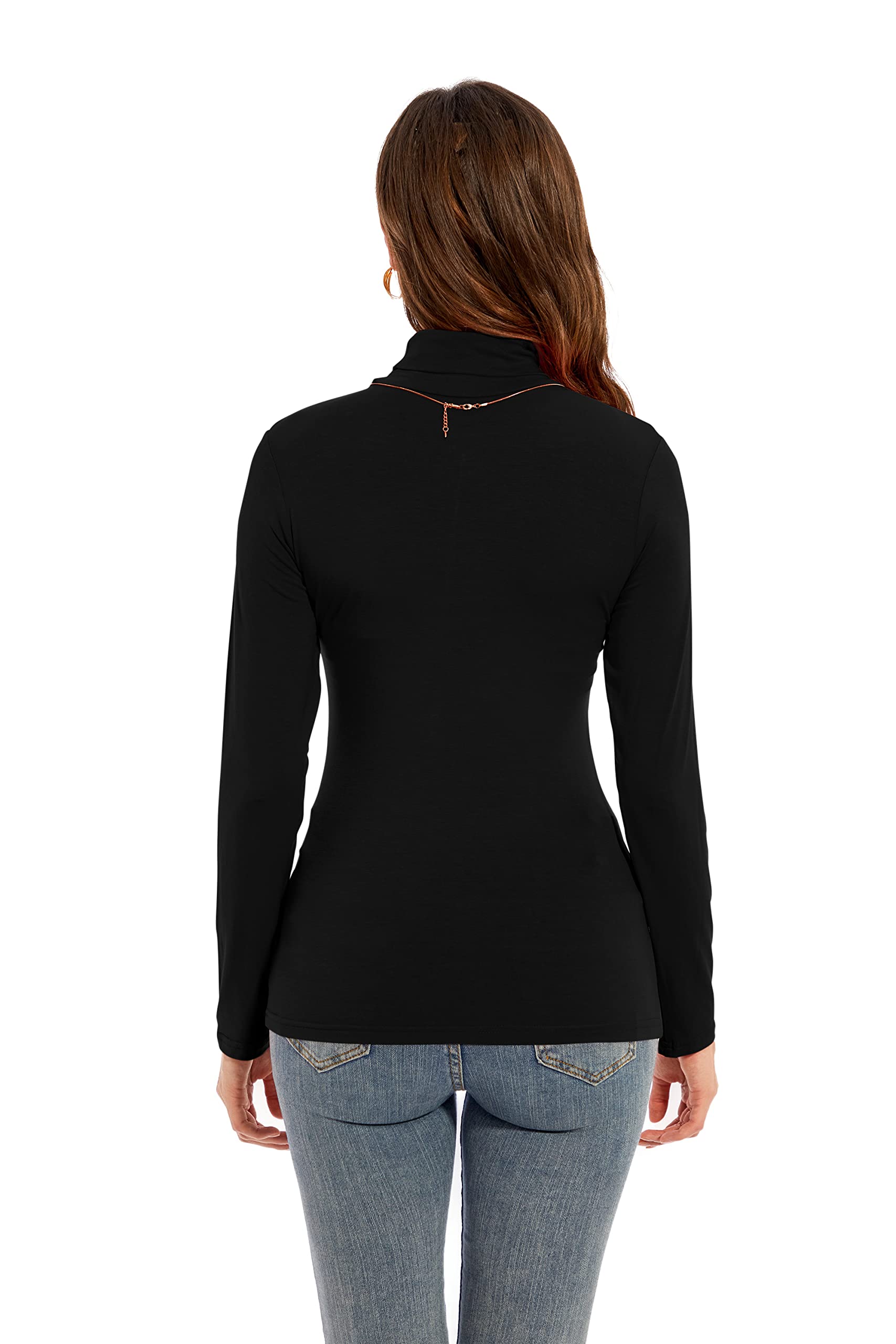 Anyeager Black Turtleneck for Women Dark Academia Clothing Turtle Neck Long Sleeves for Women Thermal Shirts for Women Medium